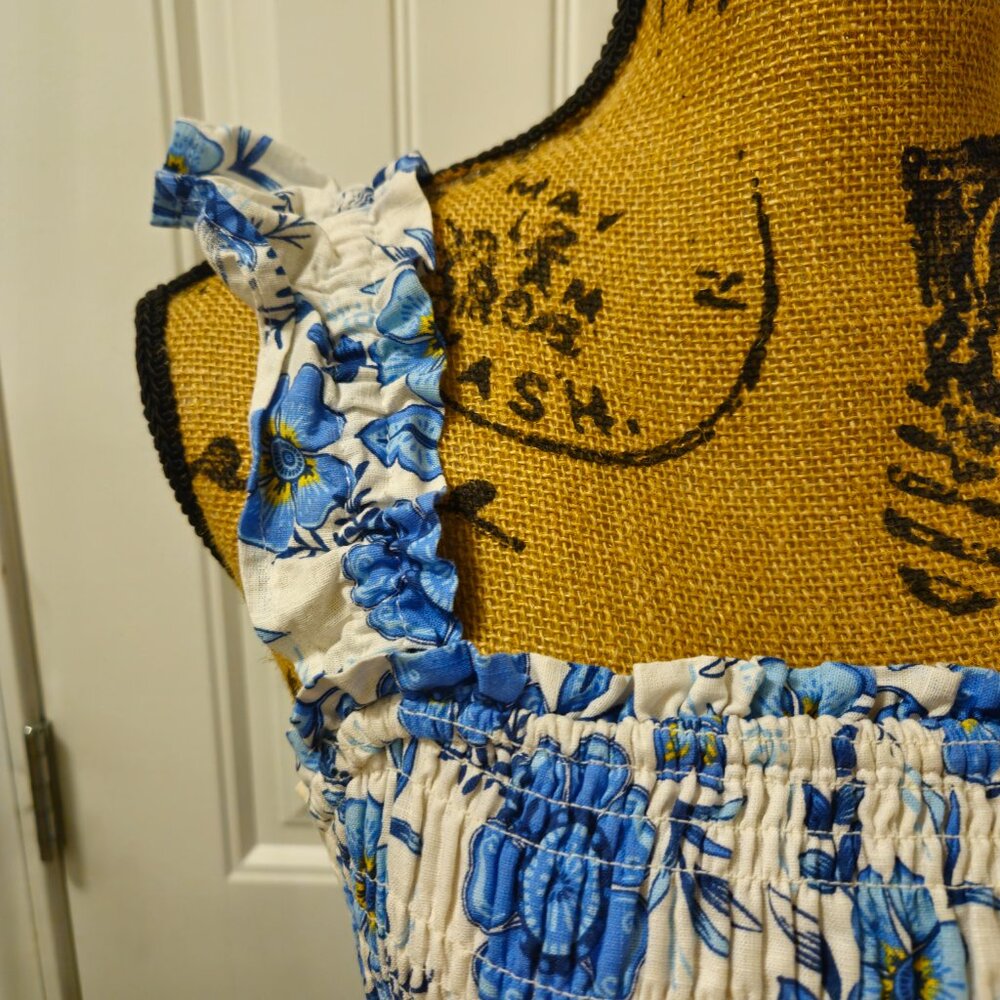 *SOLD*Haute Hippie Midi Blue Floral Dress Size 4 - Picture 5 of 13